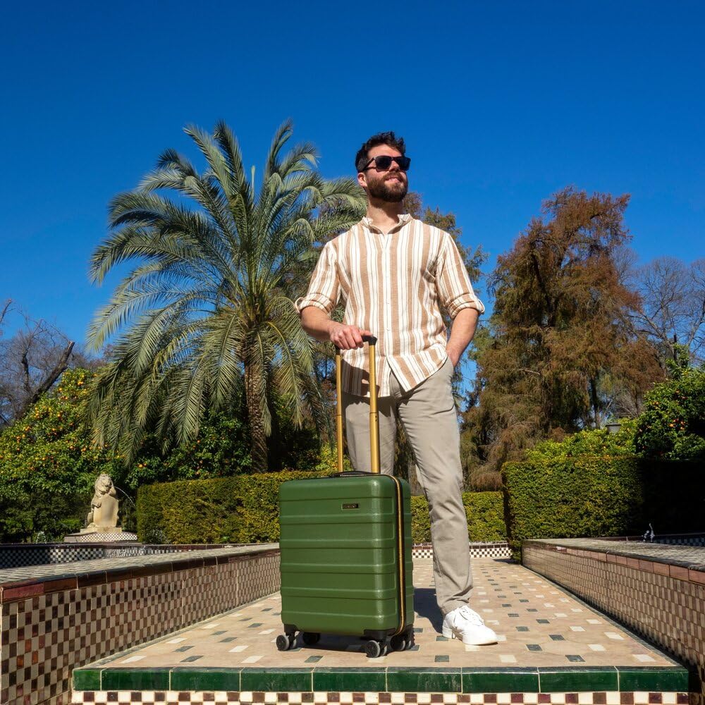 Cabin Max Anode 44L 55x40x20cm (22x16x8inch) Carry On Hand Luggage Suitcase - Lightweight, Hard Shell, 4 Wheels, 3 Digit Combination Lock (Inca Green)