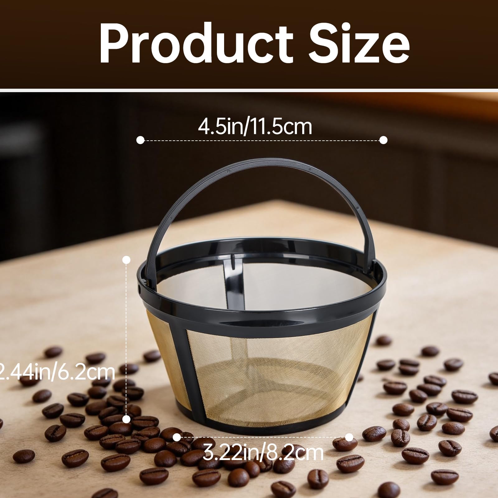 Wiederverwendbarer Kaffeefilter, 8–12 Tassen, kompatibel mit Mr. Coffee, Black and Decker und den meisten Standard-Kaffeemaschinen für 8–12 Tassen, permanenter Kaffeefilter, passend für Mr Coffee