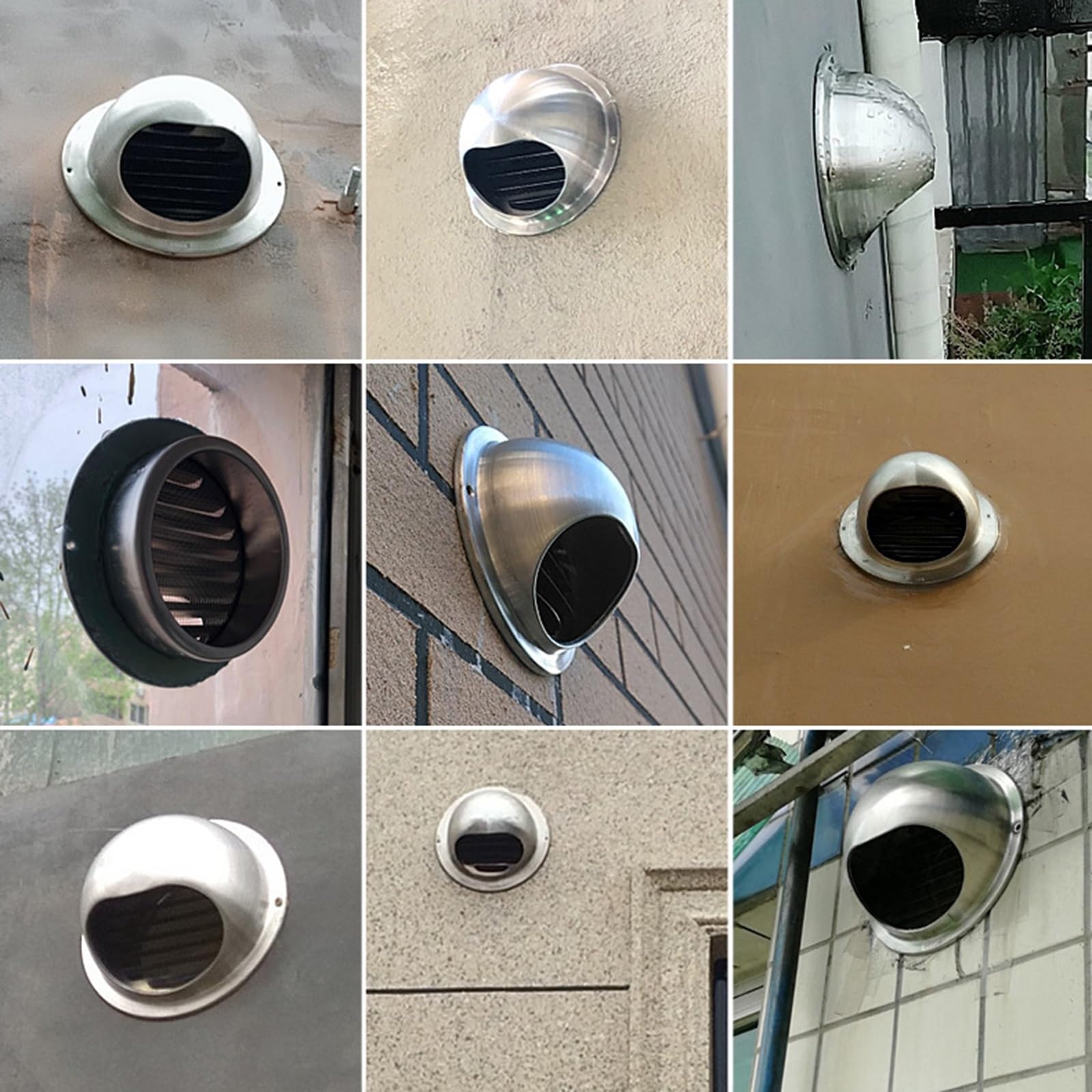 Okrągła osłona kratki wentylacyjnej ze stali nierdzewnej 304 | Stal nierdzewna 304 50-400 mm: Wyciąg ścienny, okrągła klapa, odporna na warunki atmosferyczne