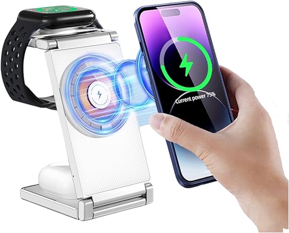 Generic Magnetic Charging Station Compatible with Apple Devices, Travel, 3-in-1 Foldable Dock...