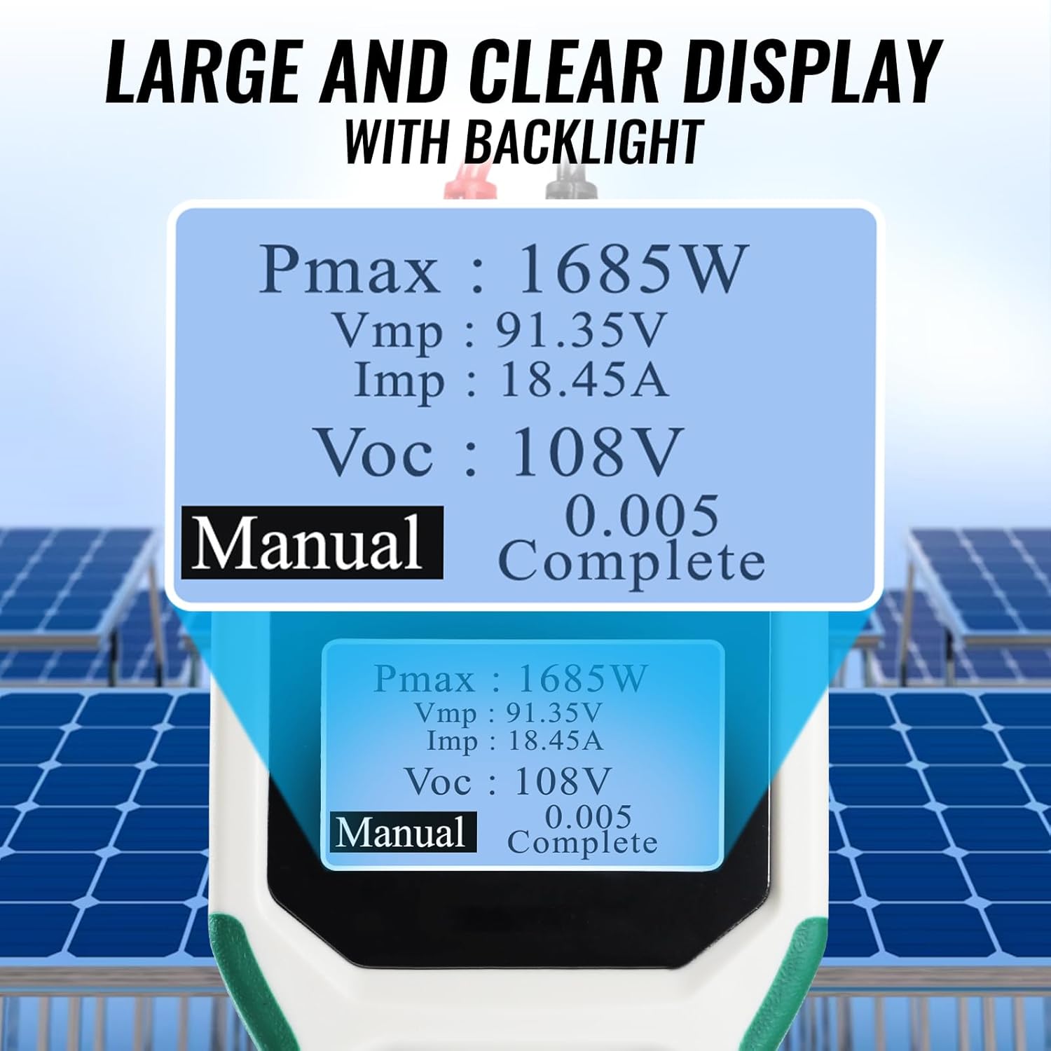 1800W Solar Panel Tester, MPPT Multimeter, LCD Watt Meter, Portable PV Panel Troubleshooting Tool w/Multiple Safety Protections for Testing Solar PV Panel Open Circuit Voltage & Troubleshooting