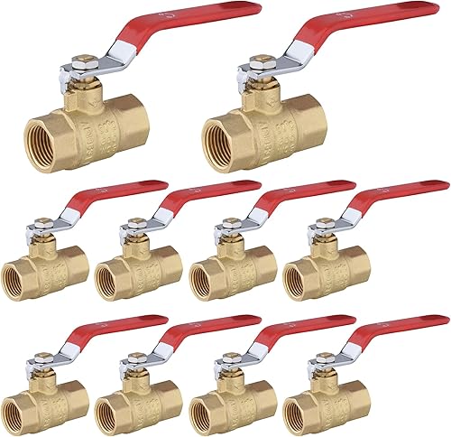 Miniatura 24 de Paquete de 2 válvulas de bola roscadas HeSun FIP de 3/4 de pulgada, válvula de cierre de latón de puerto completo, NPT hembra de 3/4" x NPT hembra