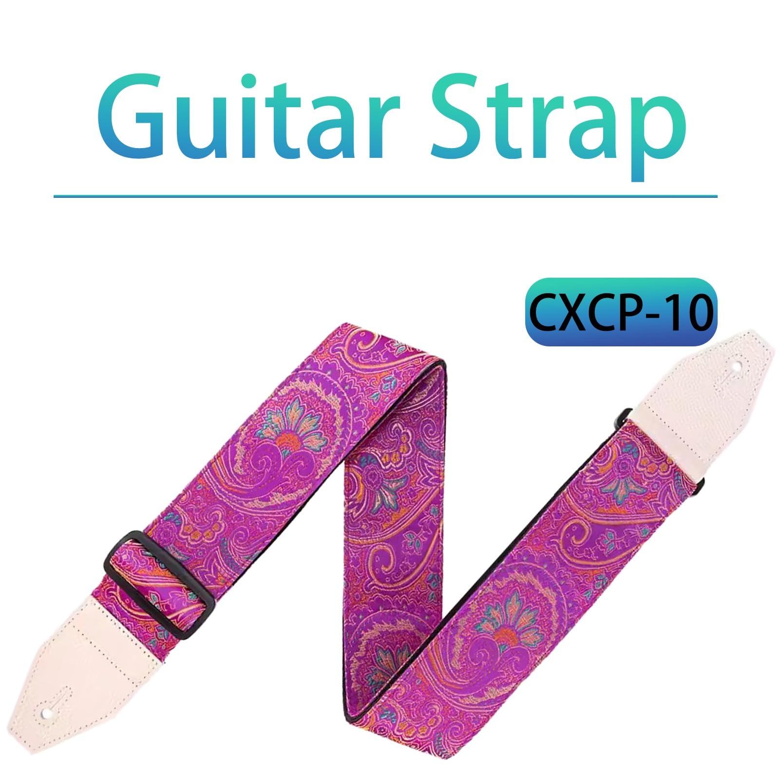Correa De Guitarra Algodón Bordado Extremos de Cuero Dobles Bajo, Guitarras eléctricas y acústicas Guitarra(CXCP-10)