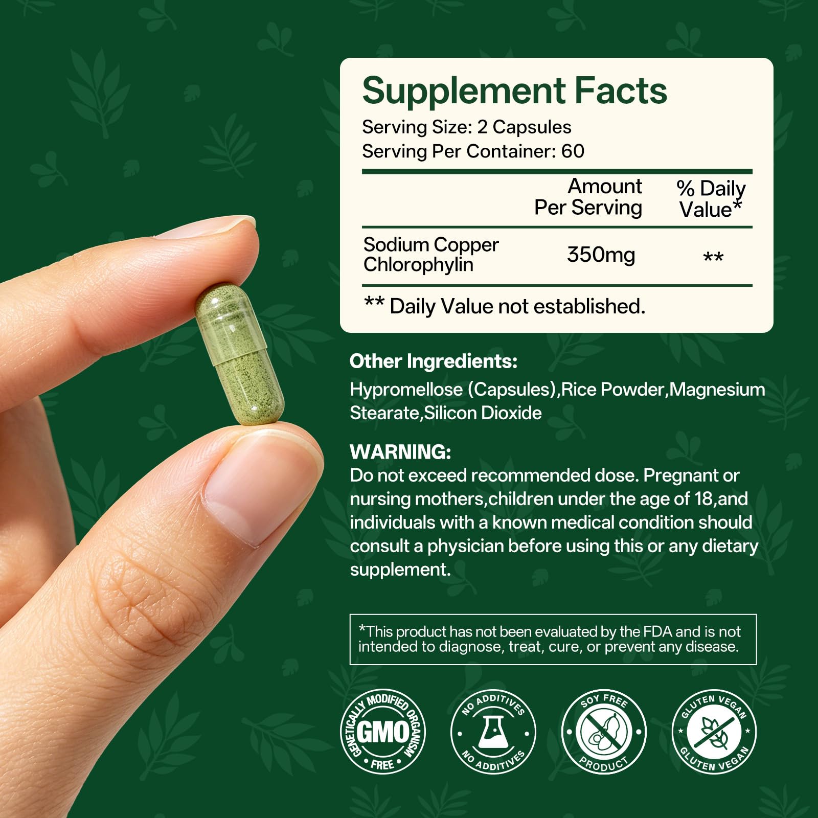 Chlorophyll Capsules for Deodorant, Body Odor Internal Freshness 100% Vegan — Amazon image 10