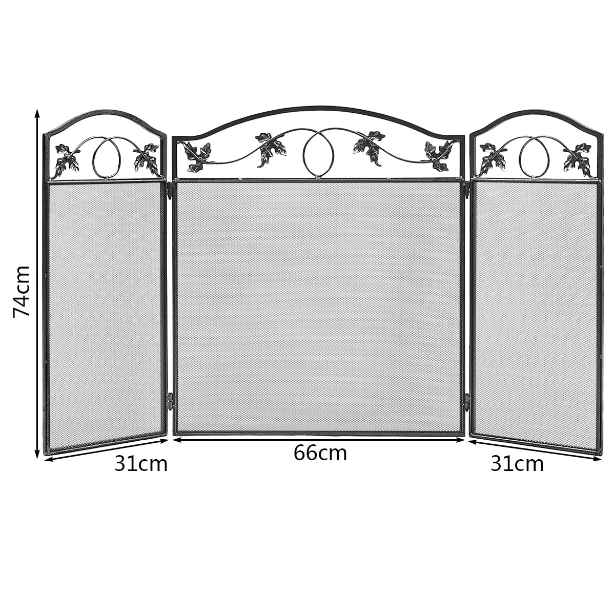 LIFEZEAL Pare-Soleil pour Cheminée Pliable, Pare Feu Cheminée, Grille de Protection à 3 Panneaux en Métal, Filet Décoratif, 127 x 2 x 74 Cm, Noir