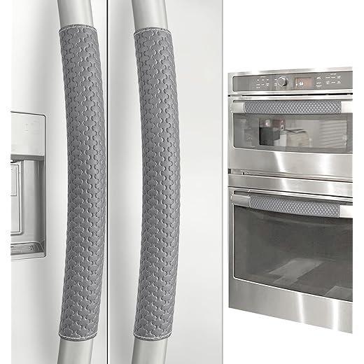 Refrigerator Door Handle Covers, 4 PCS, Performance Appliance Handle Covers, Non-Slip Fridge Door Handle Covers, Keep Your Kitchen Clean, Microwave Oven Dishwasher door Handle Protectors(Dark Gray)