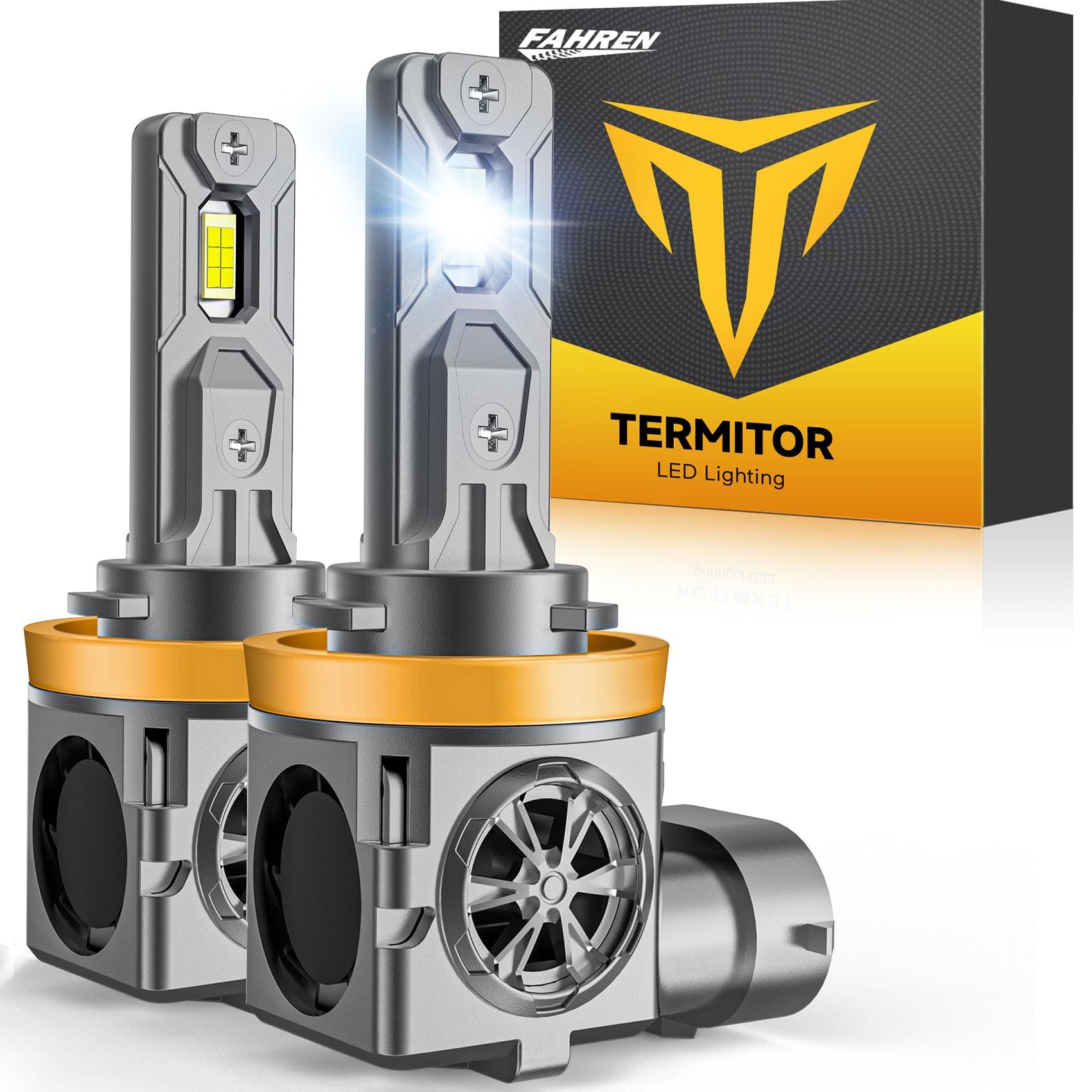 Termitor Latest H11/H9 Bulbs, 90,000LM 15X Super Brighter, 6500K Cool White, 1:1 Replacement For Cars, Non-Polarity, Plug and Play H8/H16 Fog Lights, IP68 Waterproof, Pack of 2