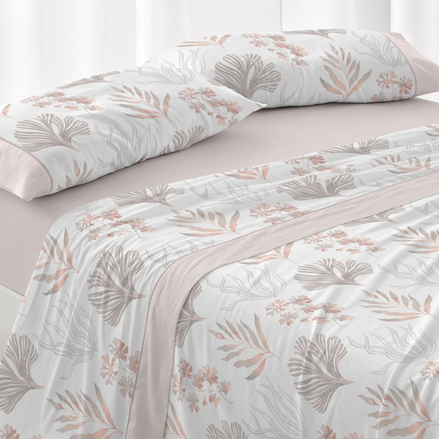 Burrito Blanco | Juego de sábanas | Cama de 135cm (+Medidas Disponibles) | Poliéster 50% Algodón 50% | Diseño 136 | Color Arena (135x190/200cm)