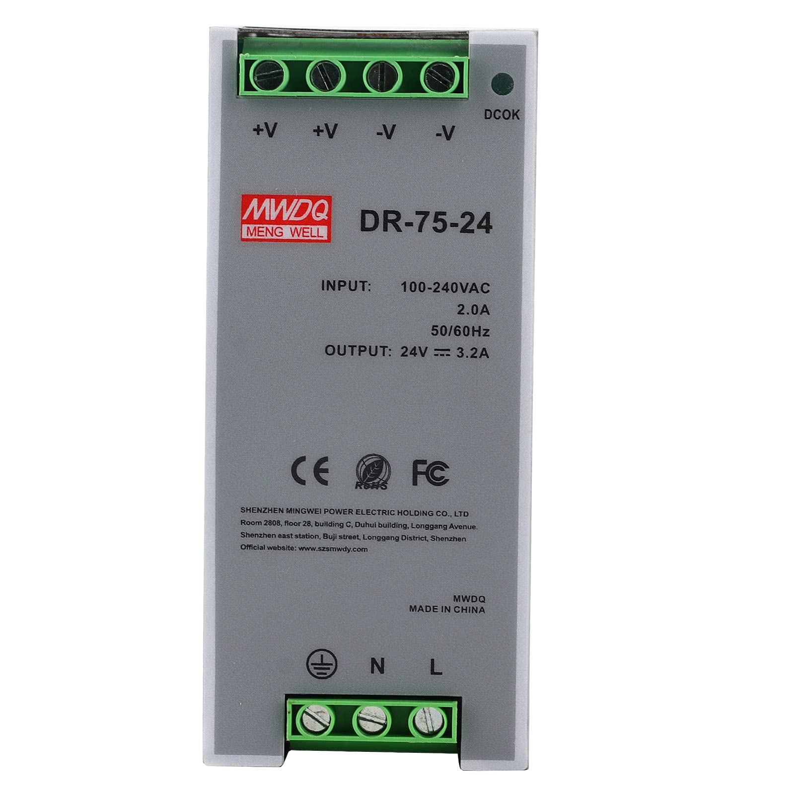 DR-75-24 Alimentation sur Rail DIN à Sortie Unique - Alimentation Industrielle 24 V 3,2 A pour l'automatisation, Les Systèmes de Contrôle et Les Applications LED