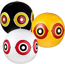 Mudder 3 Pieces Anti-Bird Balloons Scary Eyes Balloons Bird Scaring Eyes Balloons Deterrent with Eye Sticker and Rope, 3 Colours