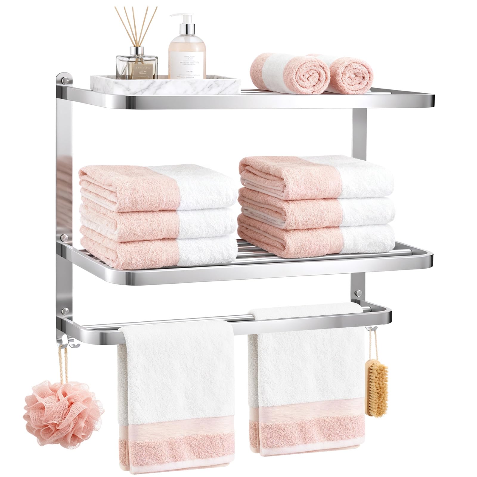 SUNNYNEST Bathroom Towel Rack 3-Tier Stainless Steel Wall-Mounted Towel Bar Holder for Bathroom, Lavatory, Hotel Towel Storage Shelf