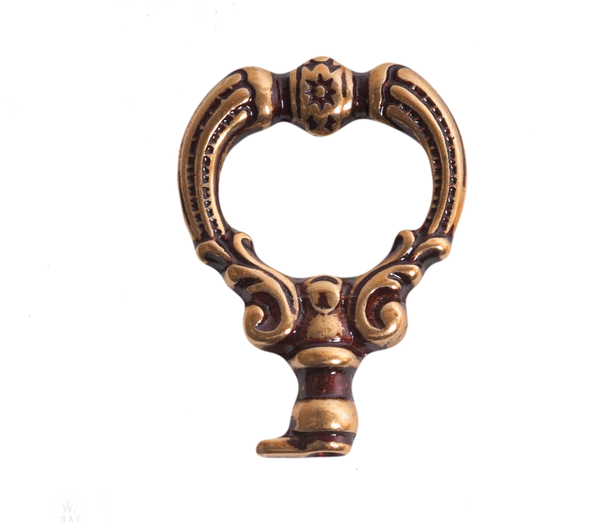 Louis XVI Brass Fake Key 1.22-Inch by 1.69-Inch, French Antique Gold