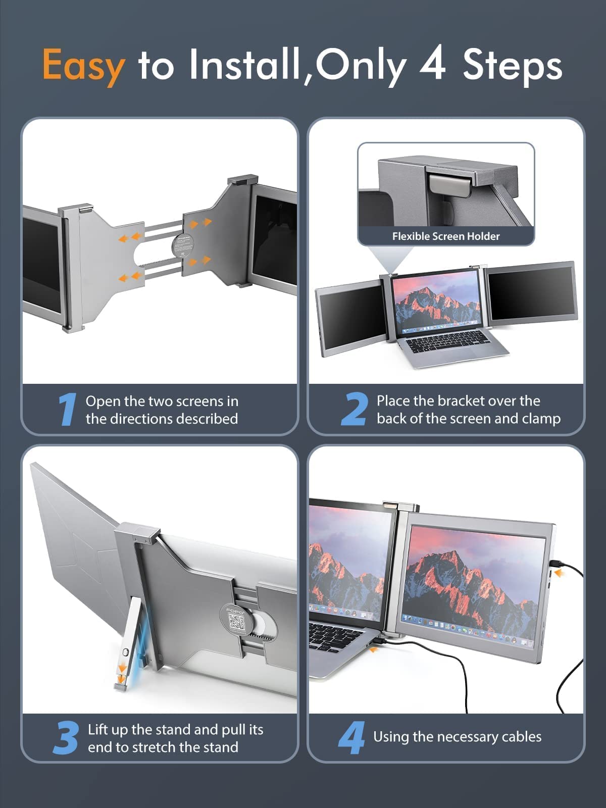 Buy 13.3" Triple Laptop Screen Extender [2022] FOPO FHD 1080P IPS