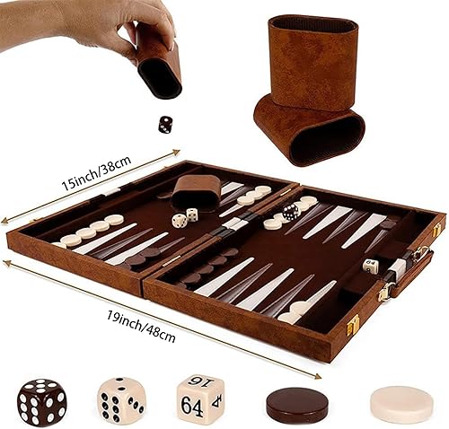 Miniatura 3 de Juego de tablero plegable clásico de 15 pulgadas con funda de cuero, juego de viaje portátil, paquete de regalo ideal para amantes de la estrategia