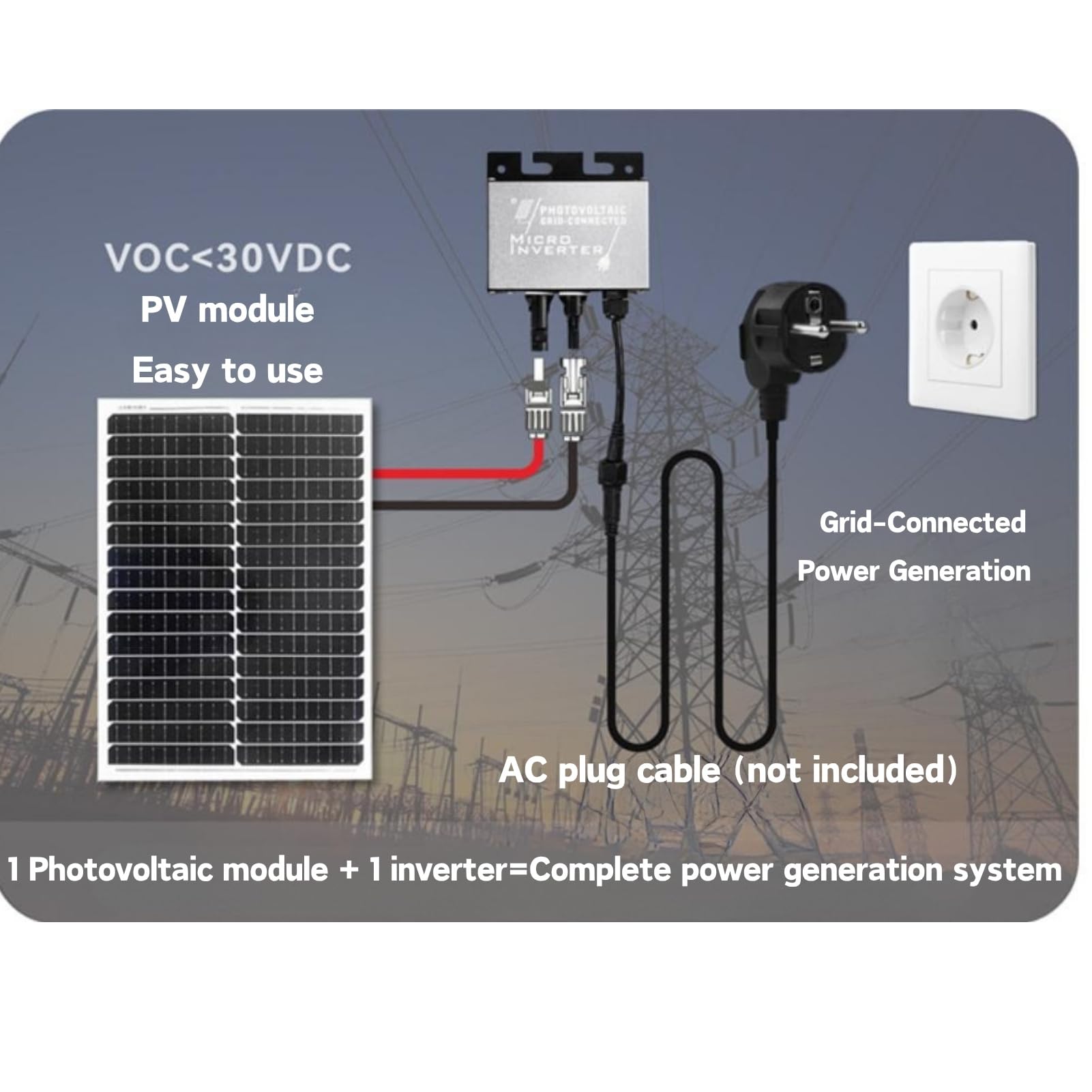 Micro Inverter MPPT Microinverter, Impermeabile IP45 in Lega di Alluminio per Uso Residenziale e Commerciale