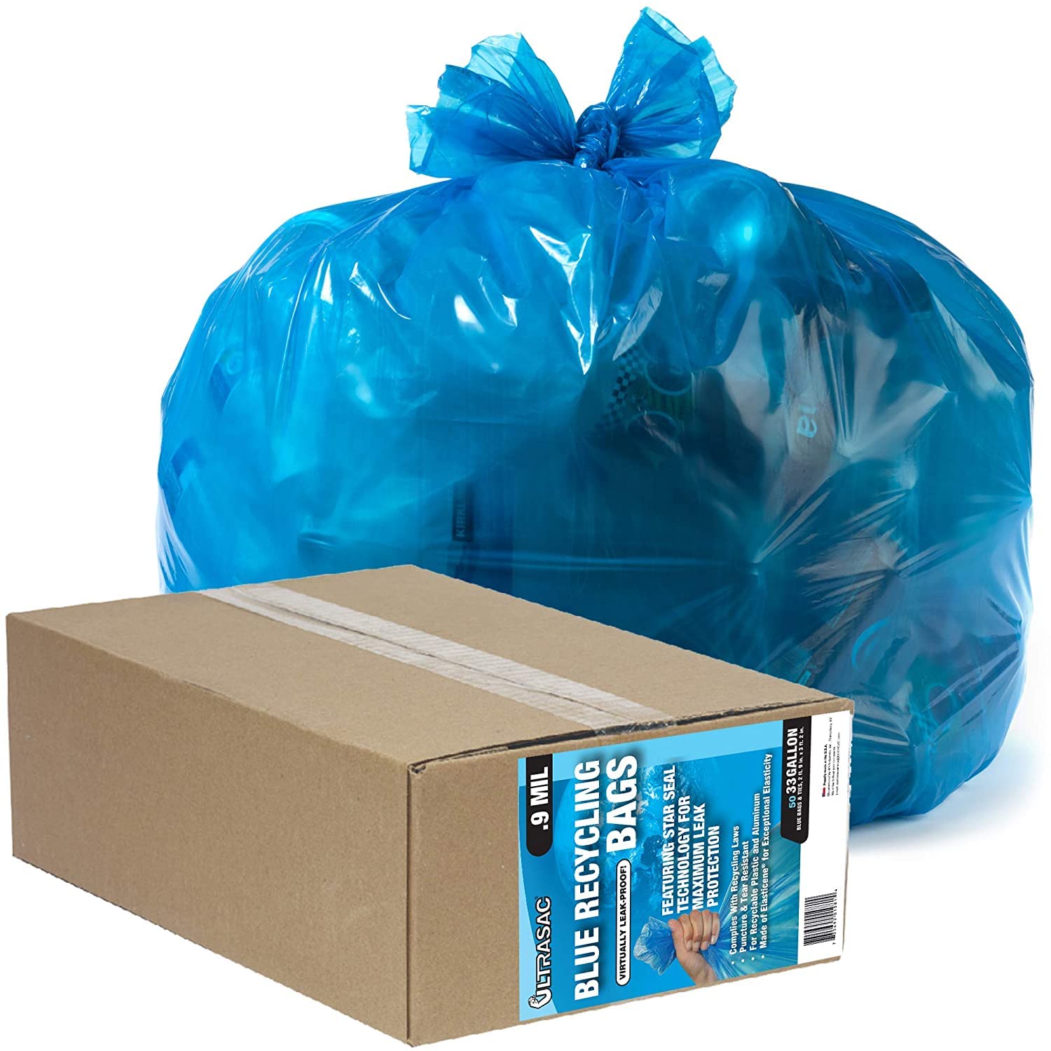 Aluf Plastics710751 AM RECYCLING BLUE Heavy Duty Large Blue Recycling