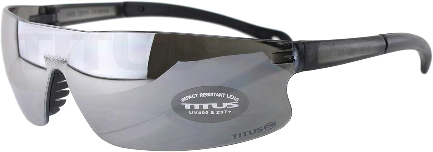 Titus 3 Series - 37 NRR Noise Reduction Hearing Protection & G45 Z87+ Safety Glasses Combos (Red, Mirrored)