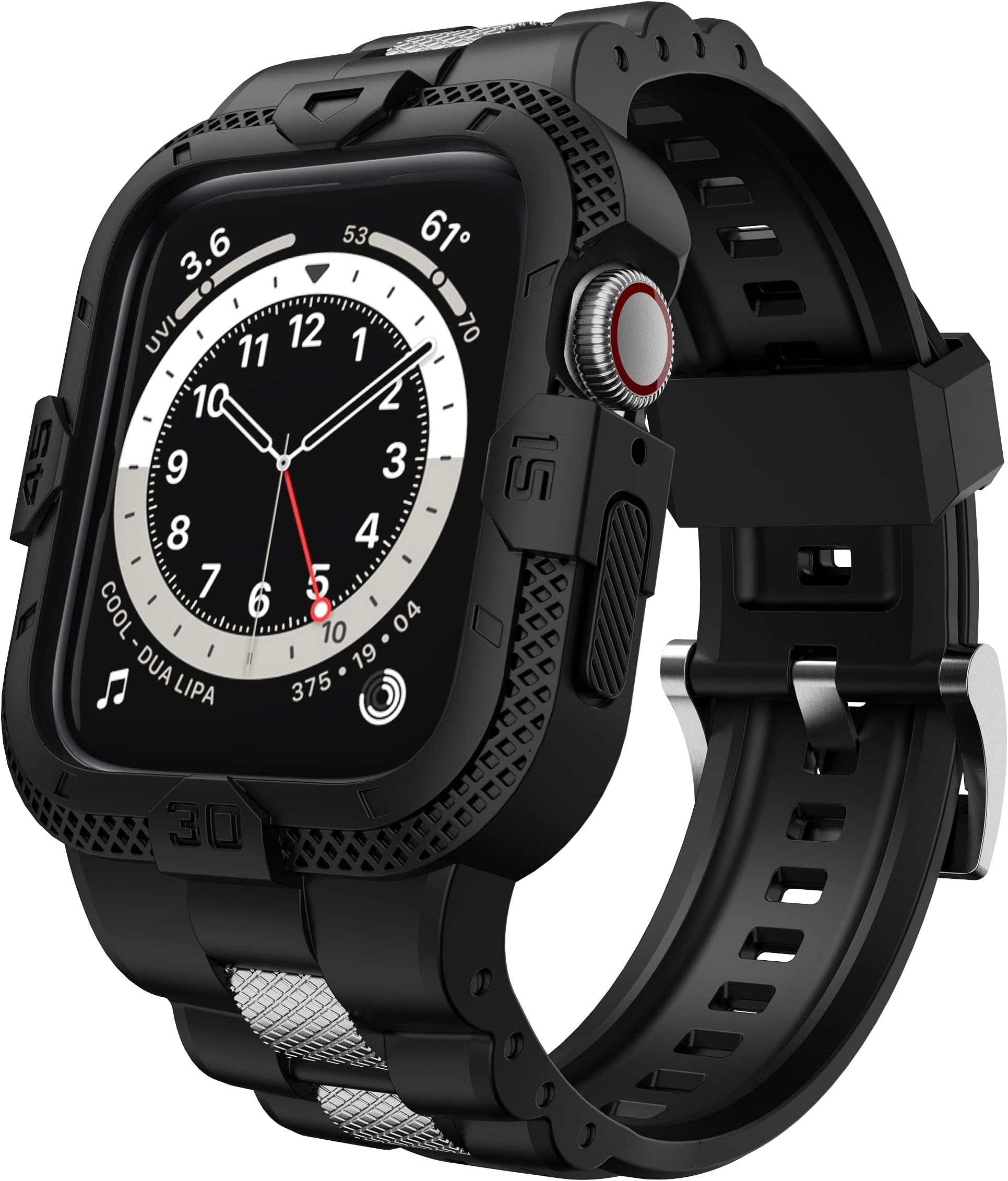 GELISHI Compatible for Apple Watch Band 45mm 44mm 42mm with Bumper Case, Men Rugged Case with TPU Sport Band for Watch Ultra 49mm/Series 8 7 6 SE 5 4 3, Military Protective Case Band Shockproof