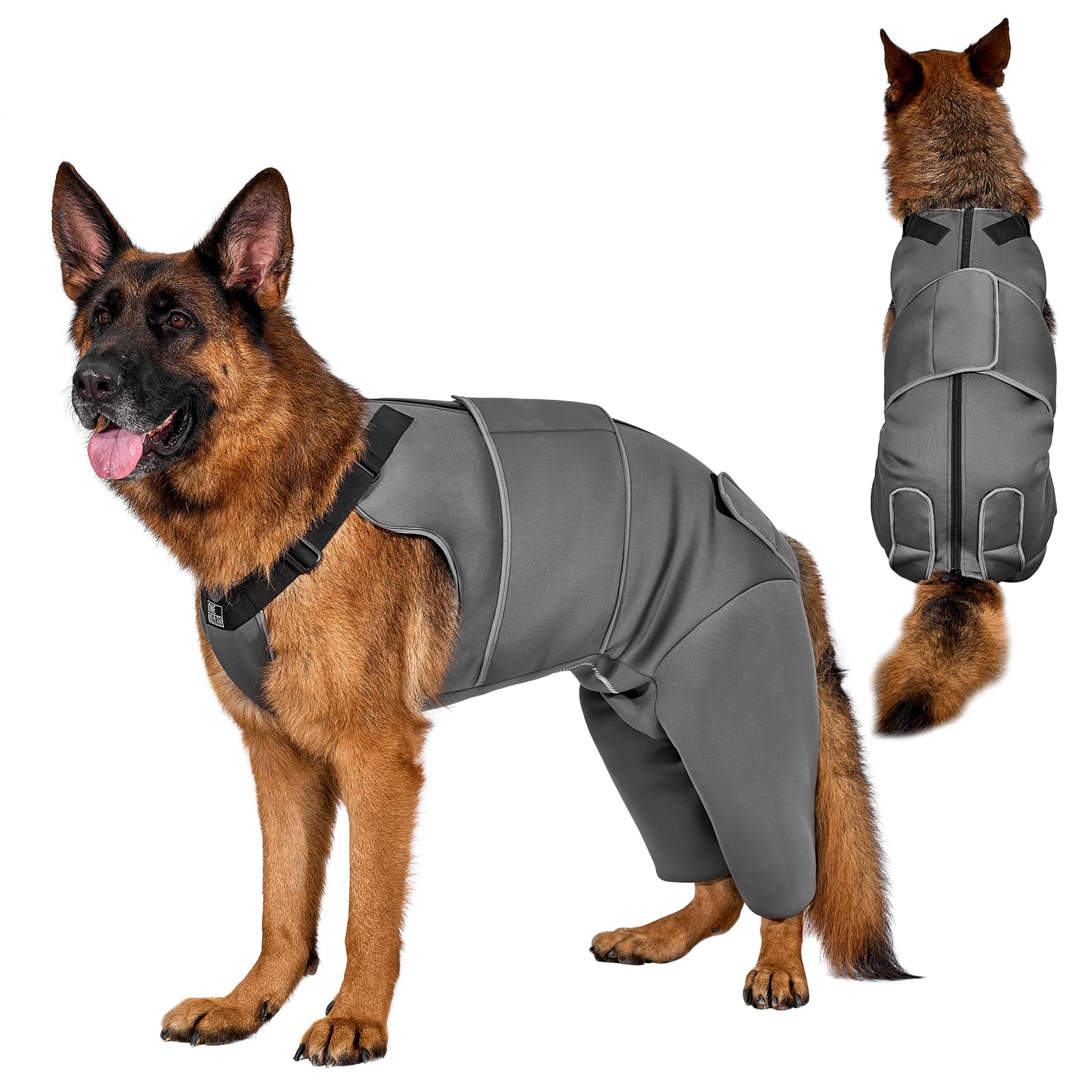 OneTigris Hundebody Nach OP, Hundebody Nach Kastration Rüde mit Verstellbaren Riemen, Weich Leckschutz Hunde für Rüde Oder Hündin, Body Hund für Kleine/Mittlere/Große Hund (XL)