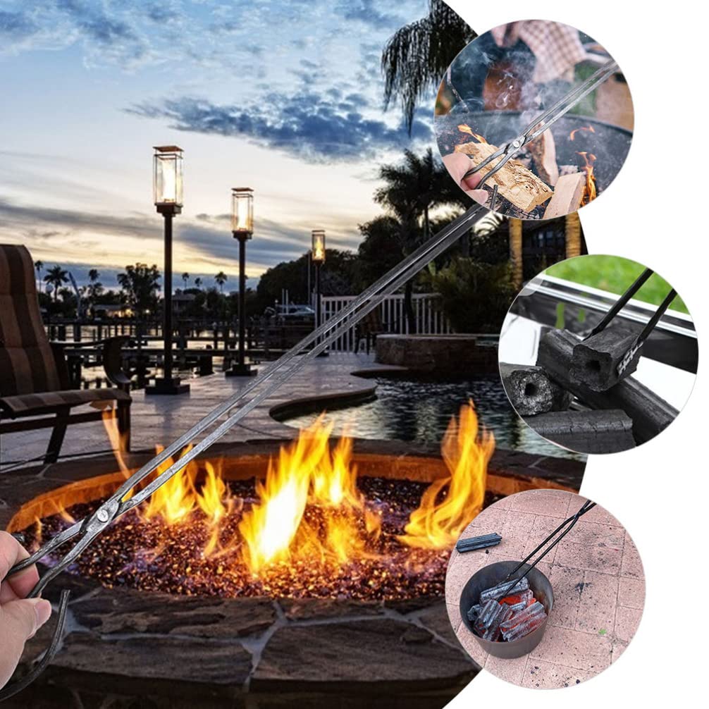 Kichvoe Pinza Per Carbone Allungata Pinza Per Legna Da Ardere Attrezzo Per Barbecue All Aperto e Uso Casalingo Resistente e Portatile