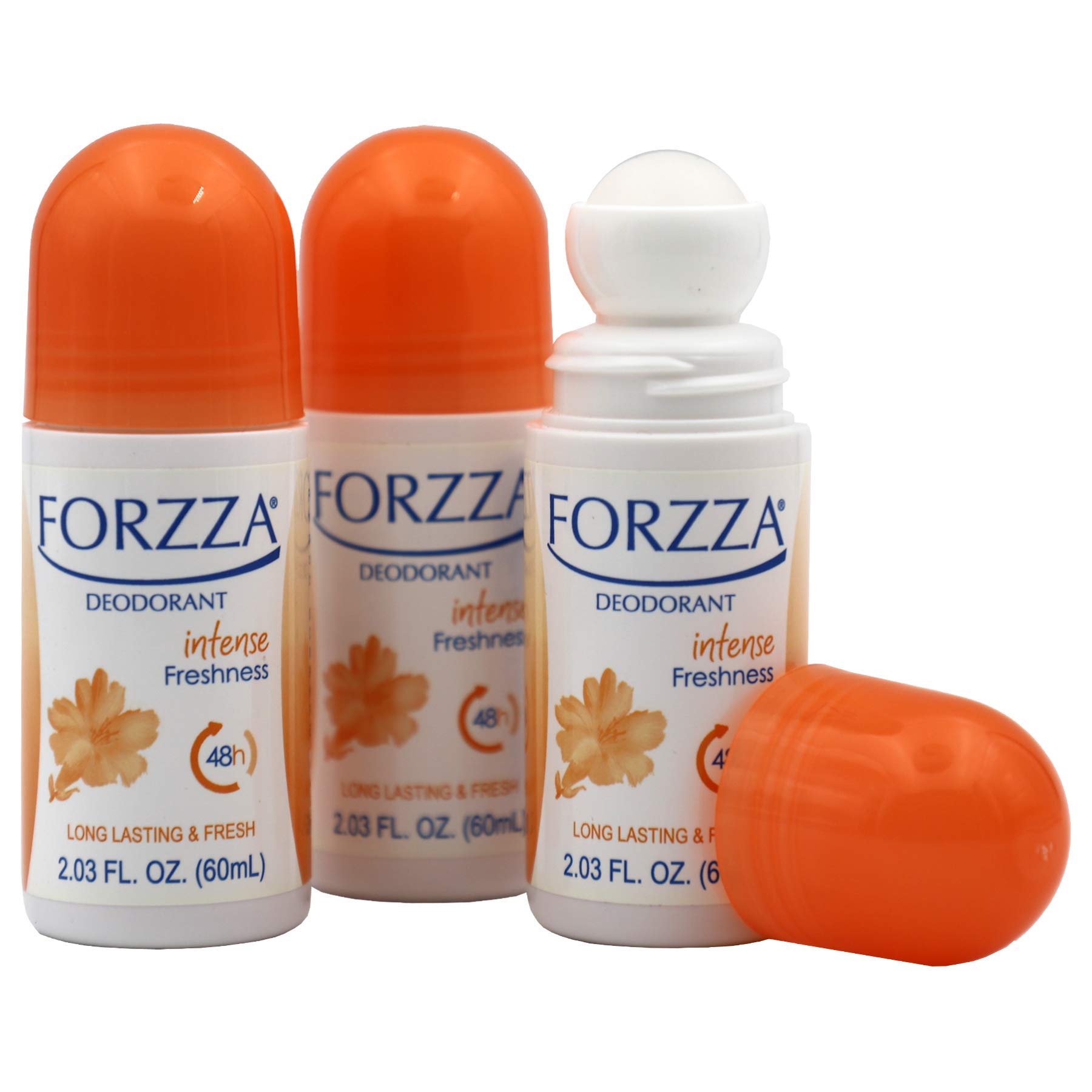 FORZZA Deodorant, Women Roll-On, Help you Prevent Body Odor, 48 Hours Protection, Transparent Formula, Intense Freshness, 3-pack Of 2.03 Oz, 3 Roll-On