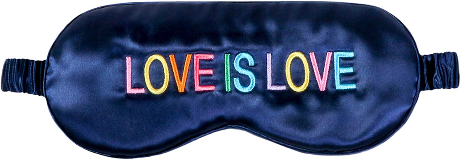 Slip Silk Sleep Mask, Love is Love (One Size) – 100% Pure Mulberry 22 Momme Silk Eye Mask – Comfortable Sleeping Mask with Elastic Band + Pure Silk Filler and Internal Liner