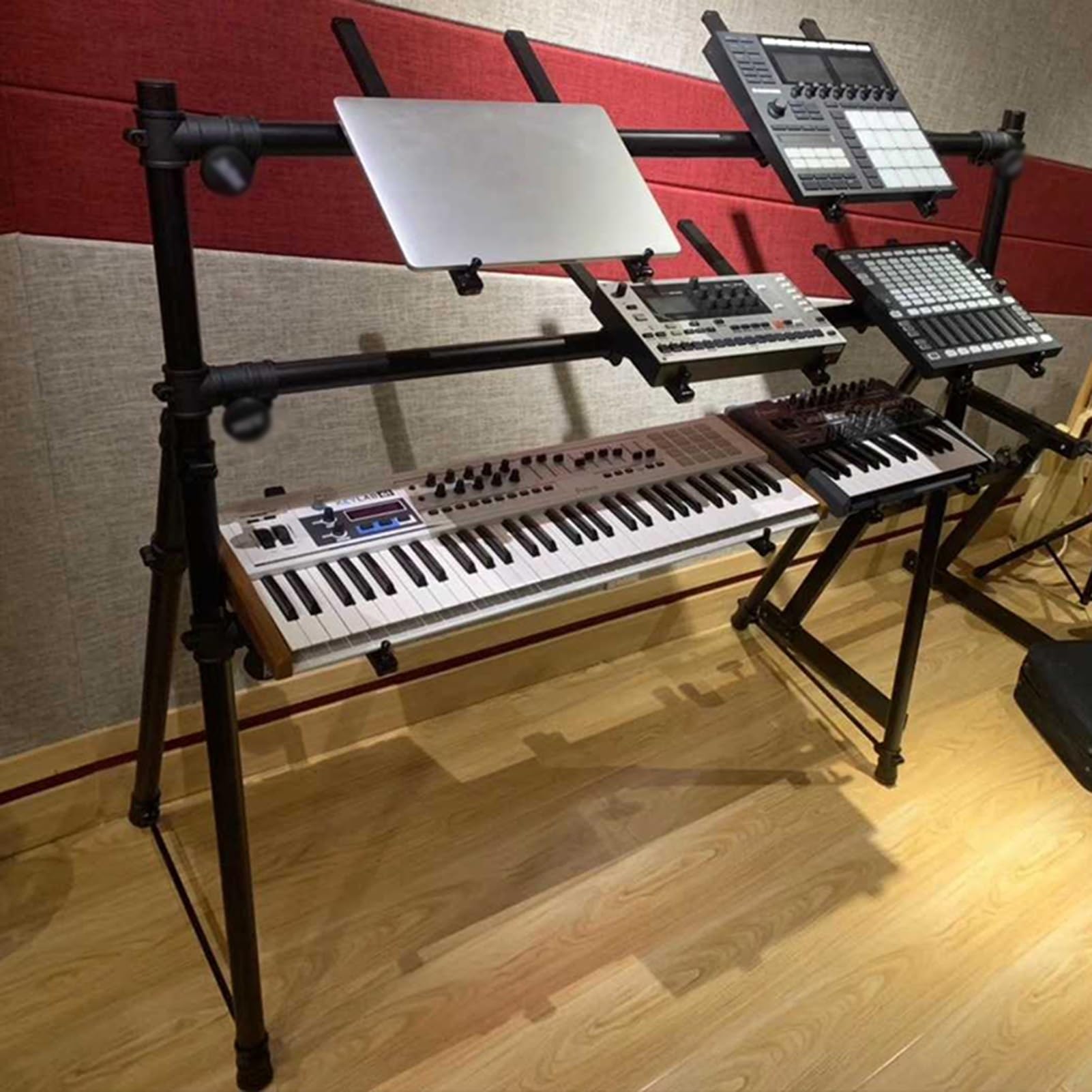 GCGC A-Keyboardständer, Hochleistungs-Keyboardständer, Universell Verstellbarer Dreischichtiger Keyboardständer, Spart Platz Und Ist Bequem Zu Hause Und Im Studio Zu Verwenden