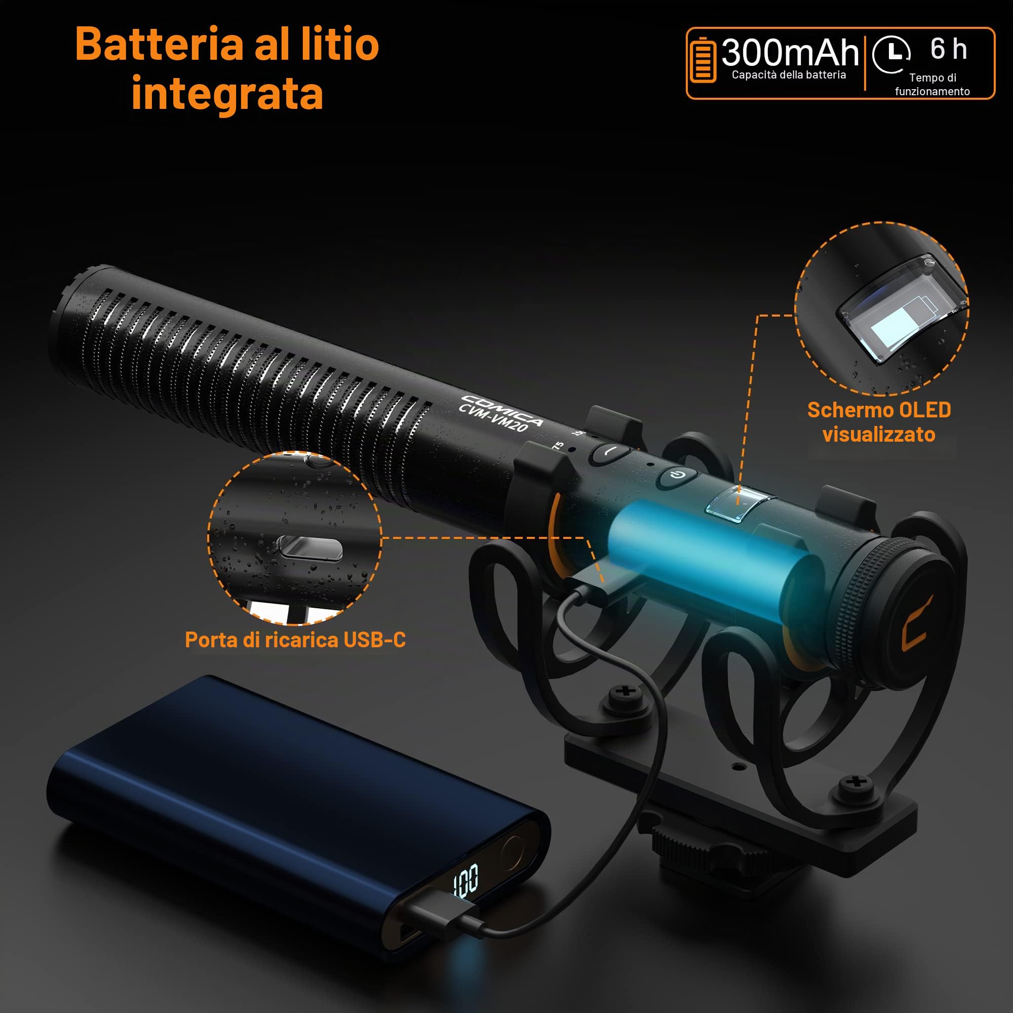 COMICA Microfono a fucile, Microfono video supercardioide professionale VM20 con supporto antiurto, kit microfono per fotocamera per smartphone/fotocamera DSLR/videocamera