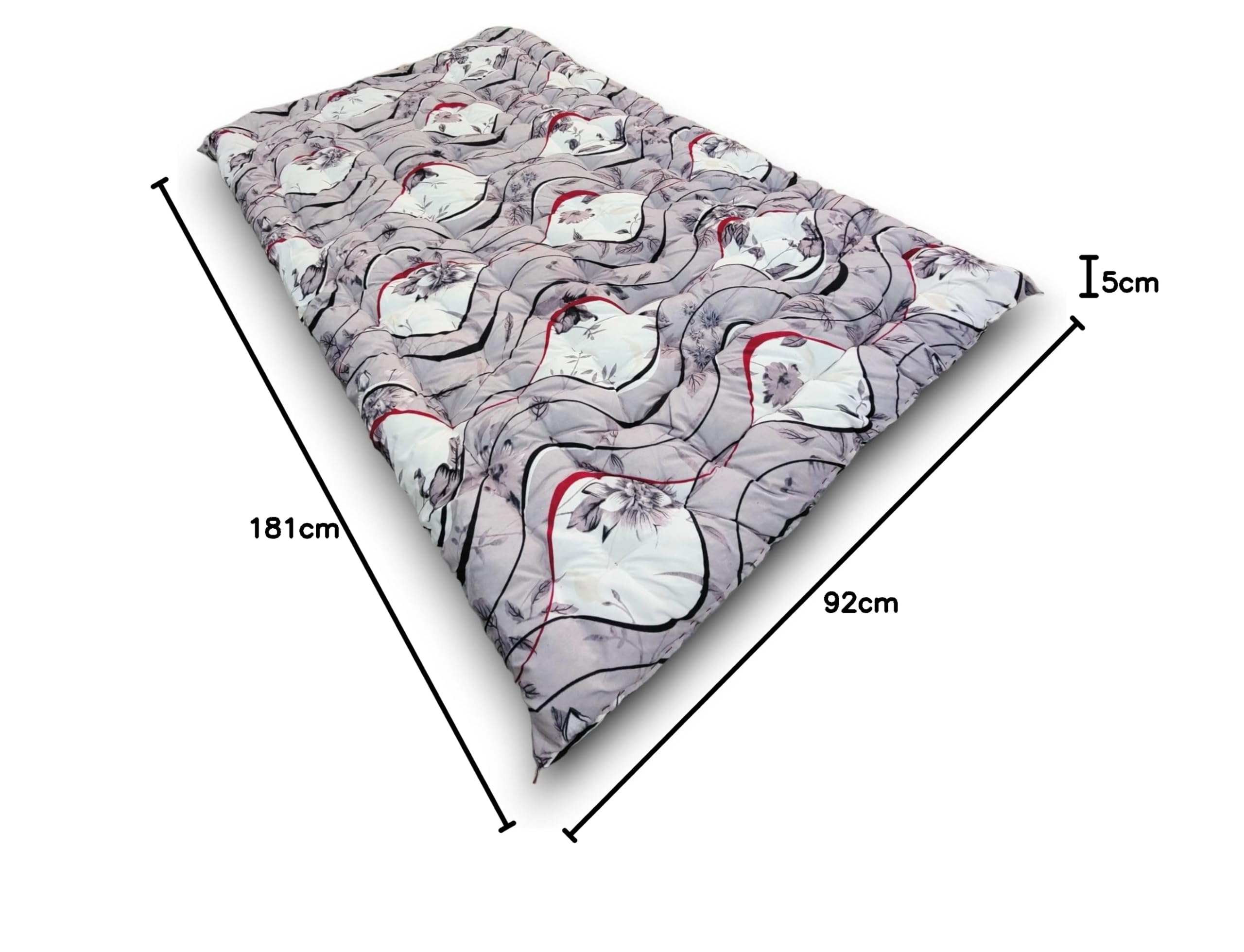 Soft Cotton Foldable Mattress - Lightweight, Firm Single Gadda | 3D Design Print, 72x36 Inches (3x6 ft) | Portable for Picnic, 1 Sleeping Capacity (Purple White Mattress)