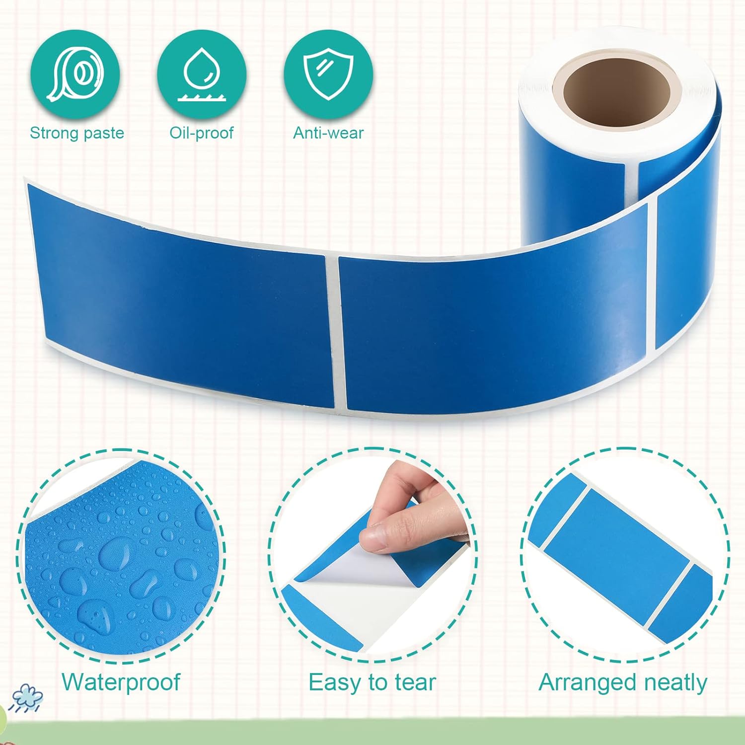 Ctosree 1000 Pieces Colored Moving Labels Stickers 3 x 2 Inch, Rectangular Waterproof Coded Stickers Adhesive Moving Labels for Color Coded File Name Tags - Image 3