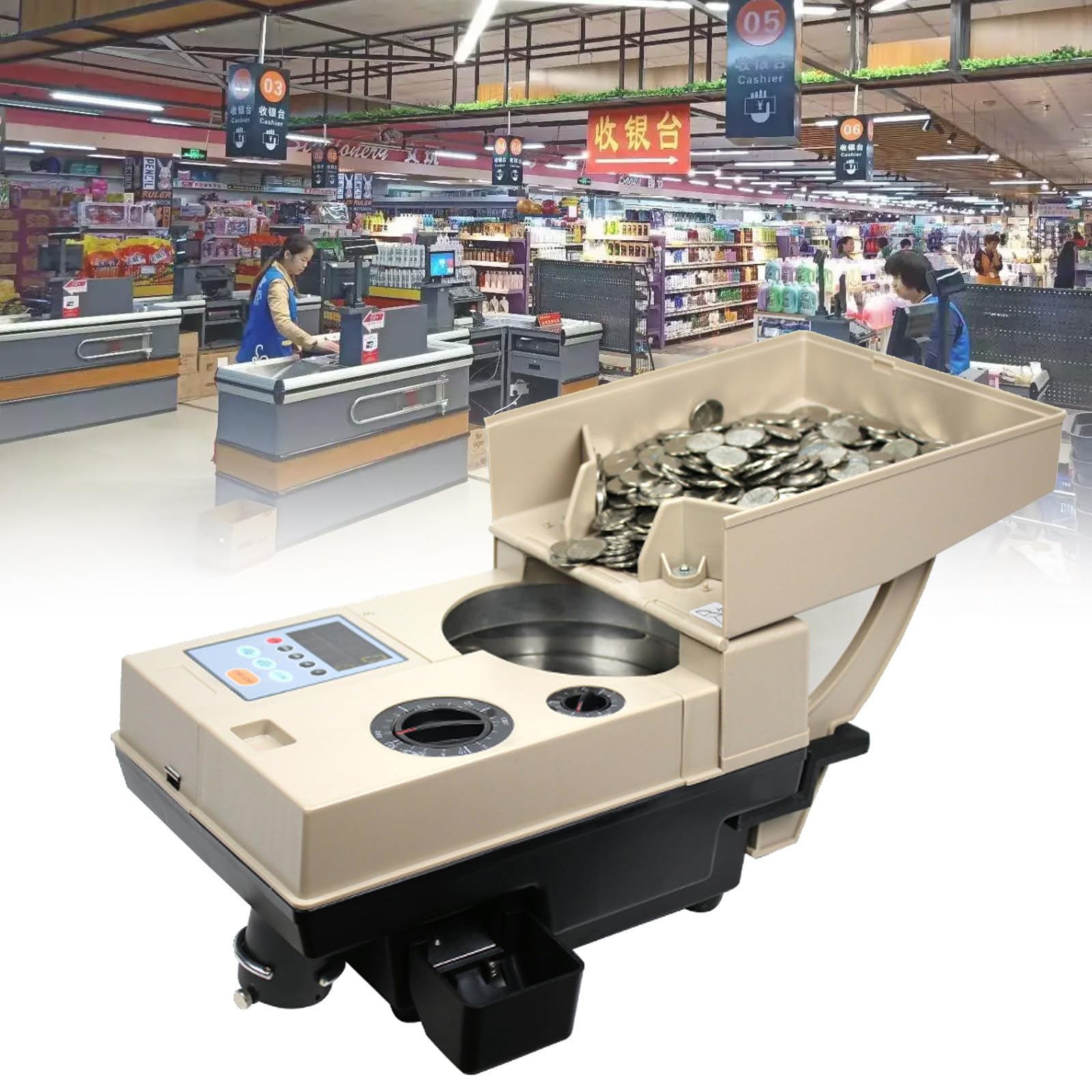 Contamonete elettronico, selezionatrice di Monete per Negozi Portatile, con Vassoio, per Ristorante, supermercati