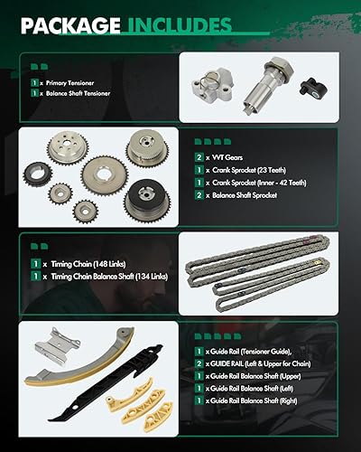 Miniatura 2 de SCITOO Kit de cadena de distribución con engranajes VVT 12621505, 2578516 apto para Chevy CobaltEquinoxMalibuHHR, para GMC Terrain, Pontiac G6