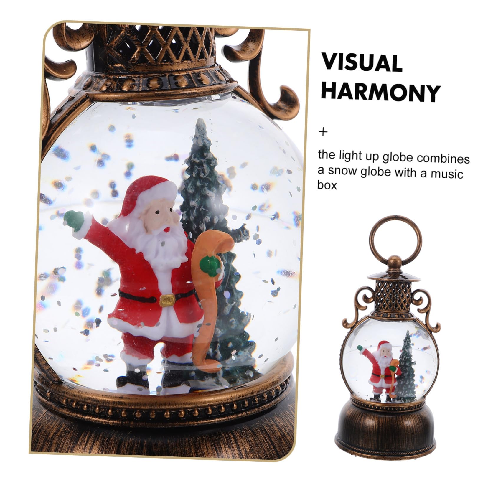 PRETYZOOM Globo di Neve Carillon Natalizio Lanterna Decorativa Luminosa Cavo USB Ornamento Musicale per Feste Decorazione Interna per Caminetti e Tavoli