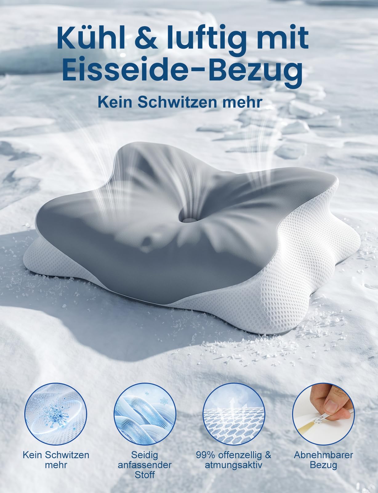 Nackenkissen, Nackenstützkissen, Memory Foam Kissen, Seitenschläferkissen, Schmetterlingskissen, Ergonomisches Kopfkissen, für Rücken-, Seiten- und Bauchschläfer, Abnehmbarer Bezug