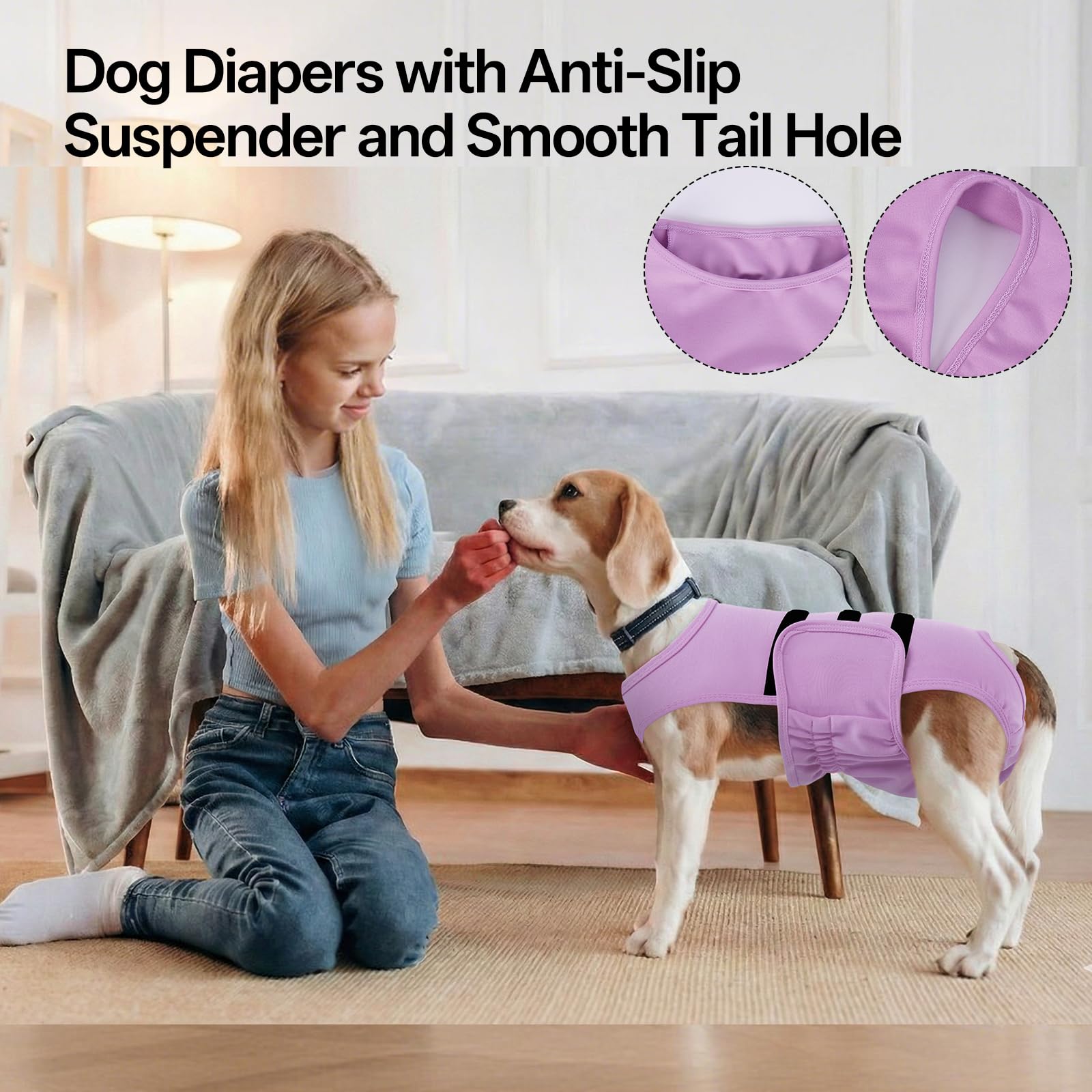 Lelepet Wiederverwendbare Hundewindeln für Damen, Hunde-Periodenhöschen, waschbares Bauchband mit Hosenträgern, Mädchen-Hundewindeln für Wärme, weich, verstellbar, kleiner Hunde-Einteiler mit