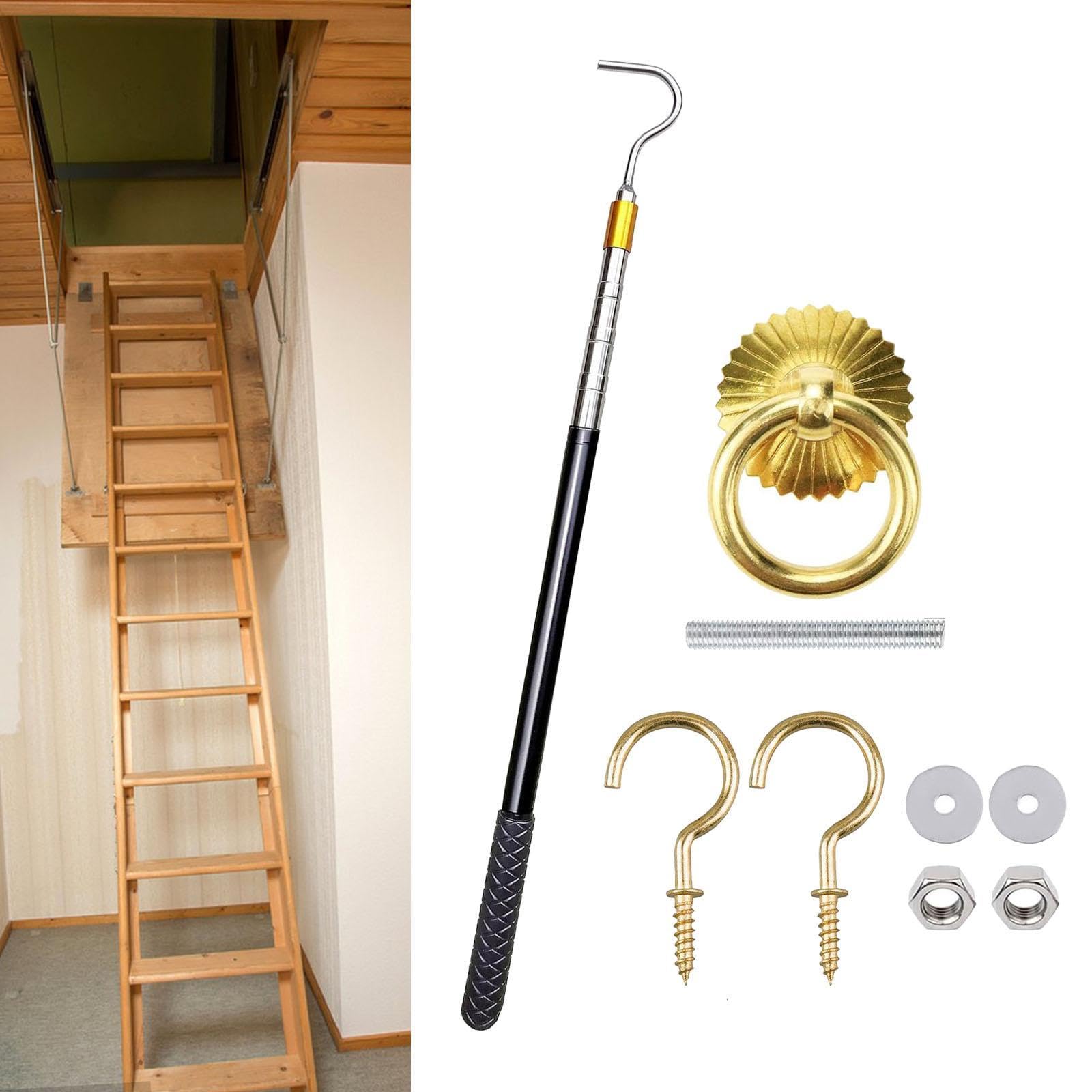 STYLEHEAVEN Attic Ladder Pull Down System Hardware Kit Storage Hook Attic Pull Down Hook-image-5