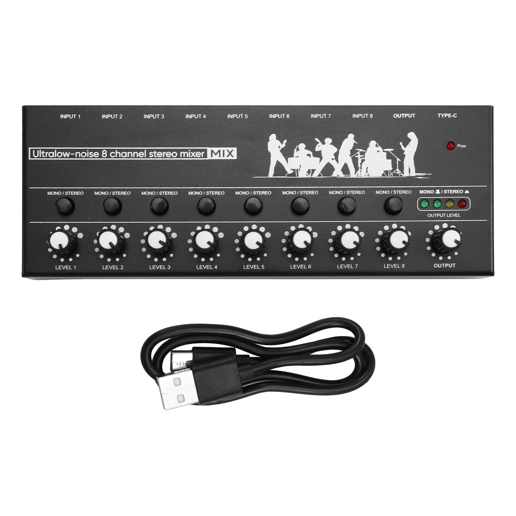 Professioneller 8-Kanal-Stereo-Mixer Tragbarer Sound-Audiomixer mit Low-Noise-Funktion für die Aufnahme Von Instrumenten