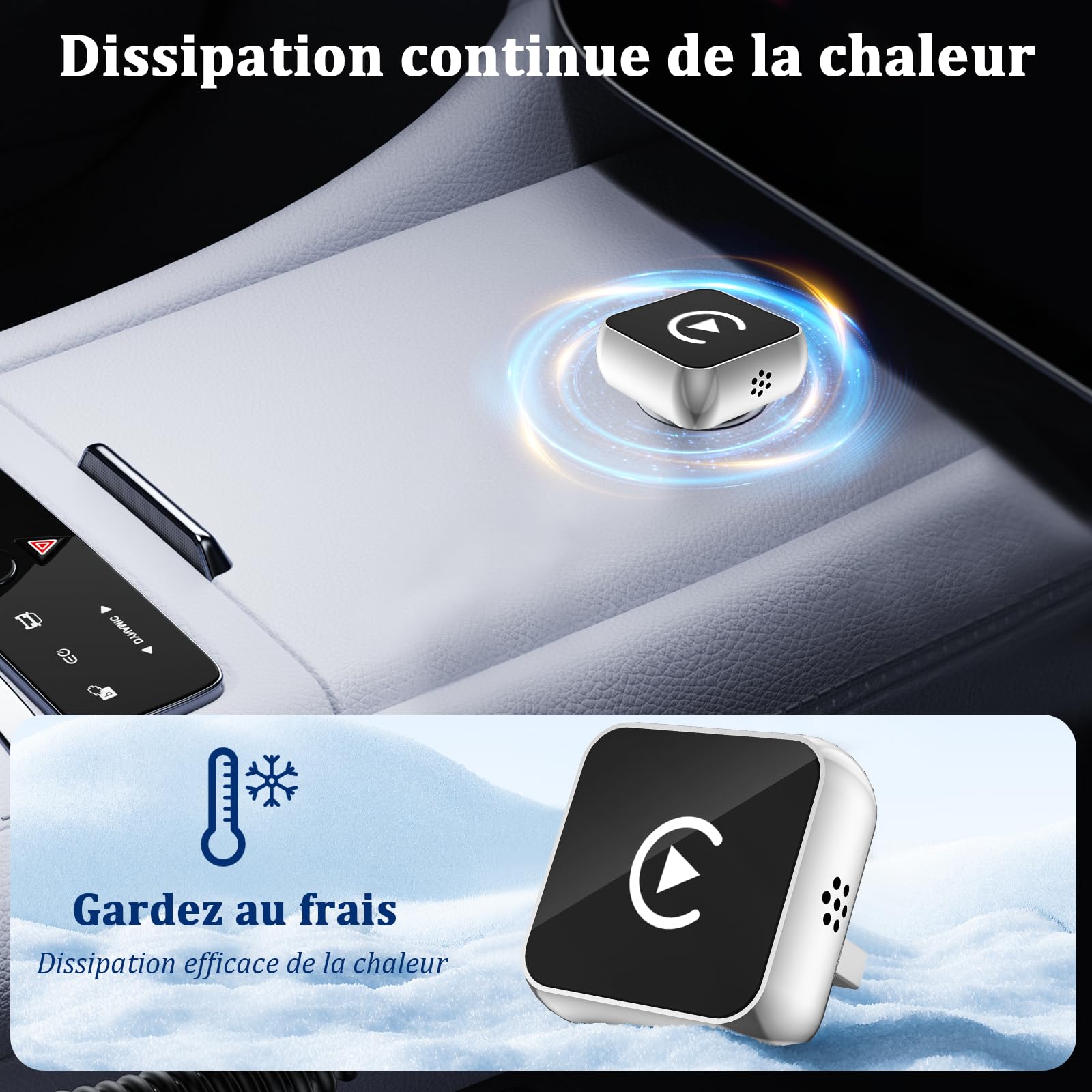 BSTOEM CarPlay sans Fil 2 en 1 pour Apple CarPlay/Android Auto, Mini Adaptateur sans Fil pour iPhone iOS 10+/Android 11+ et Plus de 2016 Voitures, Typ-C/USB, Car Play Voiture (‌Gris foncé‌) 1 pièce