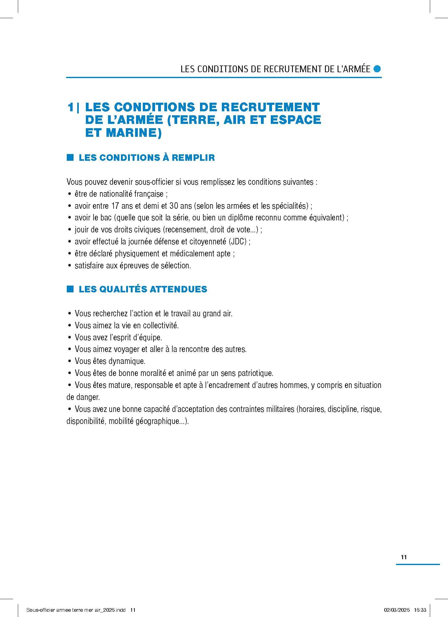 Sous-officier de l'armée – armée de terre – armée de l'air et de l'espace – marine nationale – Tout-en-un