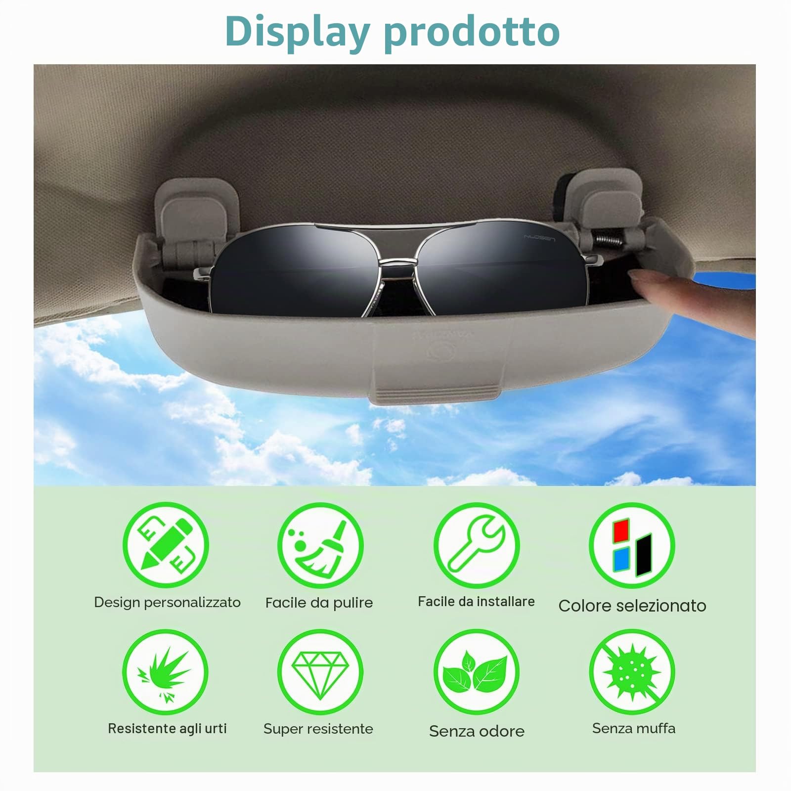 GAFAT Compatibile con Volvo XC40 XC60 XC90 V60 V90 S60 S90 2018-2025 2026 2027 Custodia Occhiali, Porta Occhiali da Sole, interni Scatola Portaoggetti Organizer Accessori (Grigio)