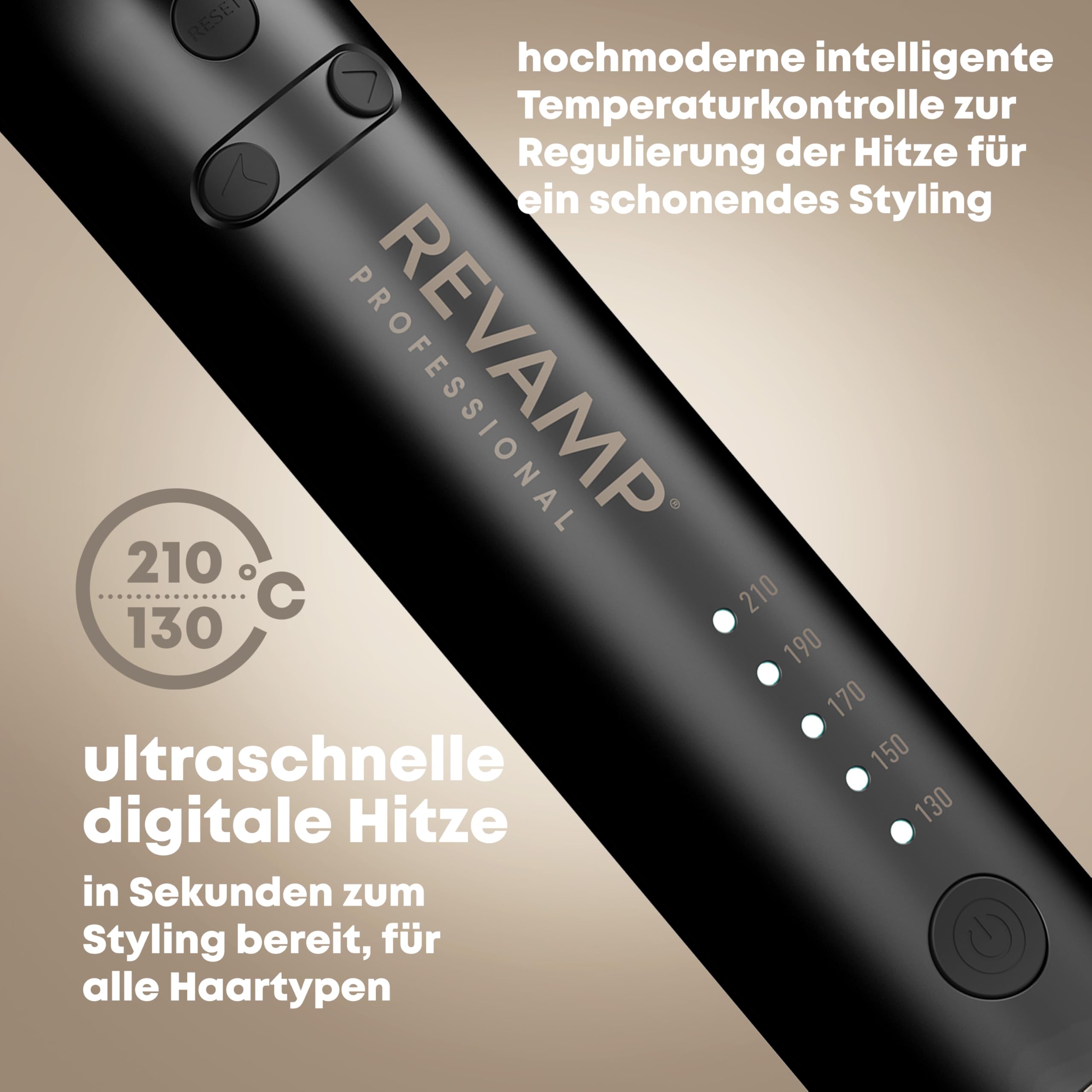 REVAMP Auto Revolve Lockenstab Rotierend - Automatisch, Keramik | Automatischer Lockenstyler, Große Locken und Wellen, Langer Keramikzylinder, Beach Waves