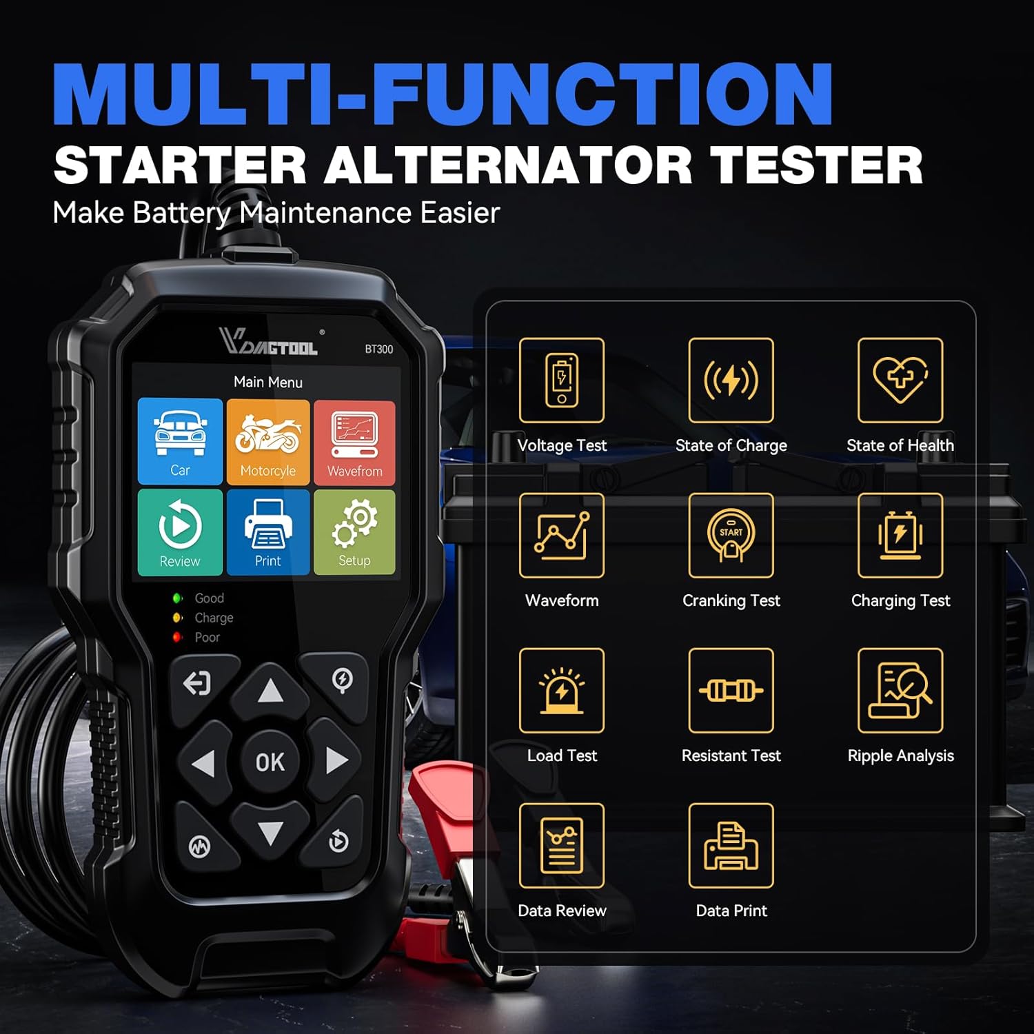 VDIAGTOOL BT300 Multi-Function Tester