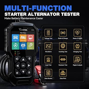 VDIAGTOOL BT300 Car Battery Tester 6V 12V with V500 Auto Intelligent Power Circuit Probe Tester Kit