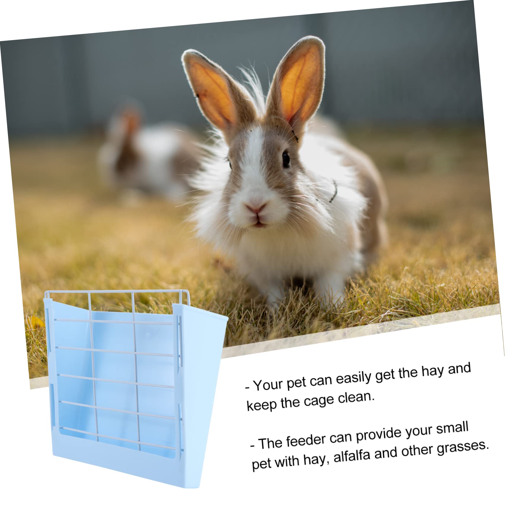 Râtelier à Lapins Grosse Capacité pour Cage, Plastique Acier Bleu