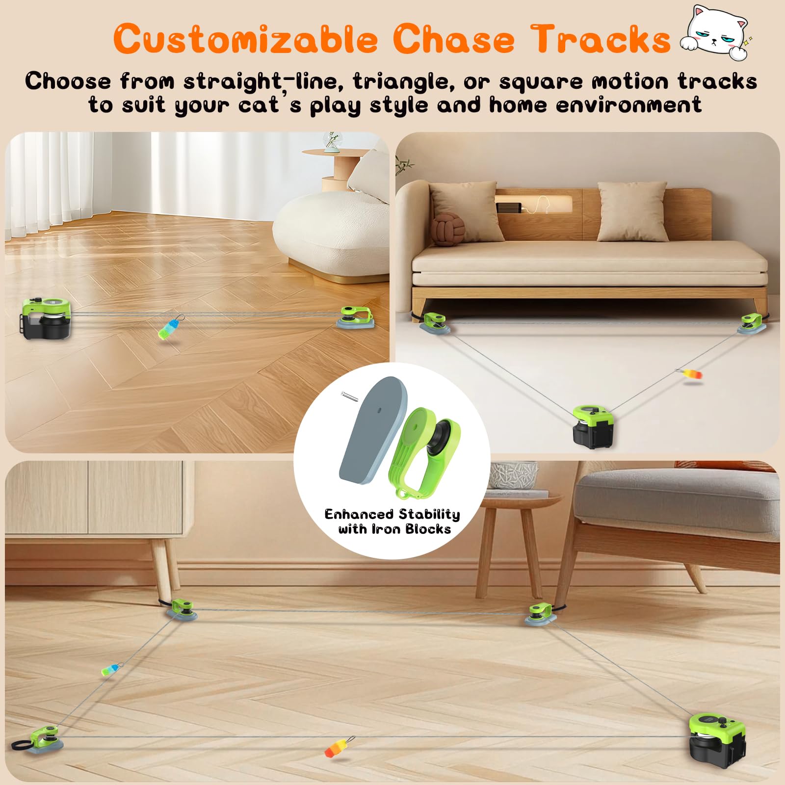 ITSHINY Juguete eléctrico para gatos, autoempleo con caminos ajustables, modos automáticos y manuales, recargable por USB