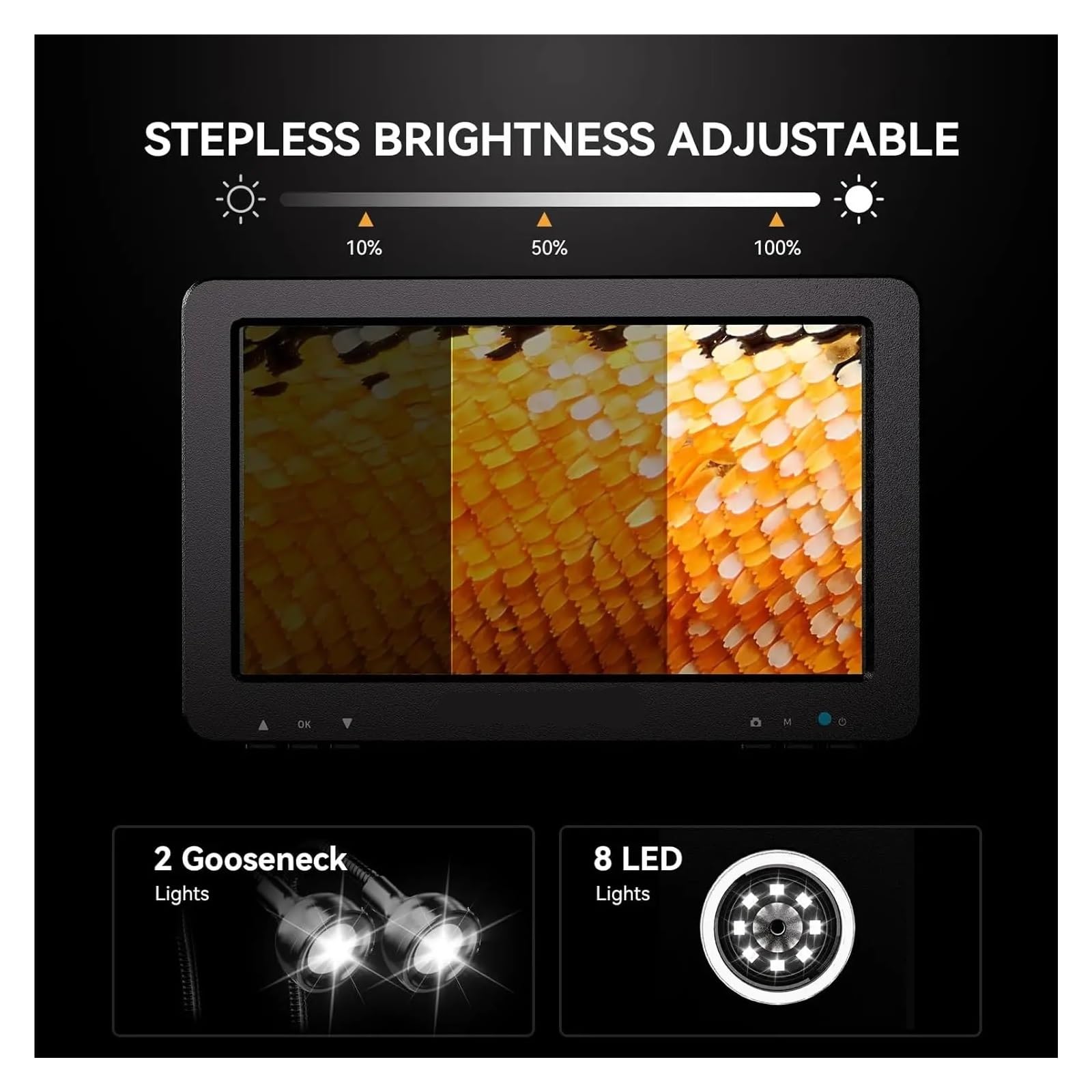 EDM9 7'' LCD Digital Microscope 1200X 1080P Coin 10 LED Lights Usb Electronics