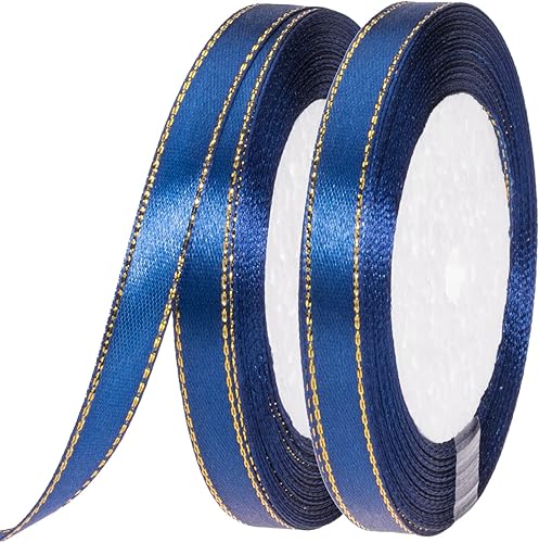 Miniatura 8 de YASEO Cinta de satén roja de 50 yardas de 38 pulgadas con bordes dorados, cintas de tela con borde dorado para envolver regalos y manualidades