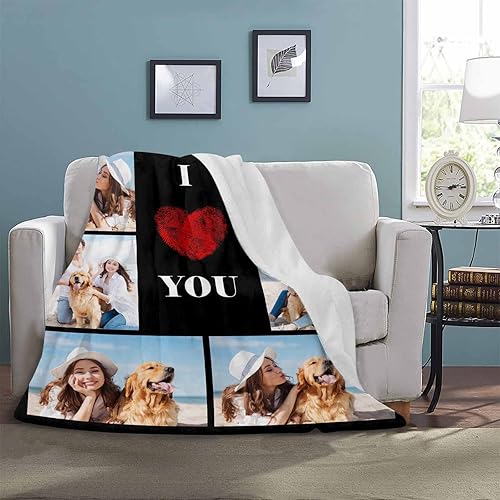 Miniatura 4 de Manta personalizada con tus fotos favoritas, manta personalizada con mis propias imágenes para familia, mamá, papá, hija, hijo, perro, hermanas,