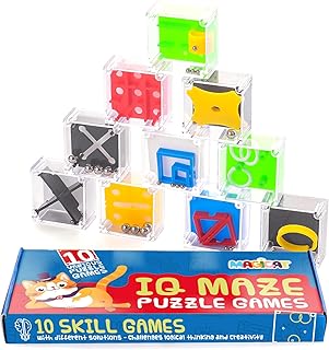 Magicat Premium IQ Balance Puzzle Set I 10 Teaser Puzzle Cubes I Balance 3D Maze Box I Puzzles Party Favor I Brain Games Puzzles for Kids Ages 8-10 I Prize Box Toys for Kids Classroom I Puzzle Box
