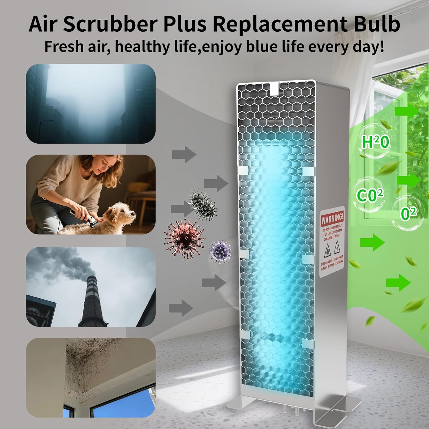 Air Scrubber Advanced Photocatalytic Oxidation (PCO) 9 Inch Replacement Cell and Üν Bulb, Ozone Free Suitable for ActivTek InDuct 2000, A1013A, A1013C, A1013P, A1013Q, A1013U, 1 Pack